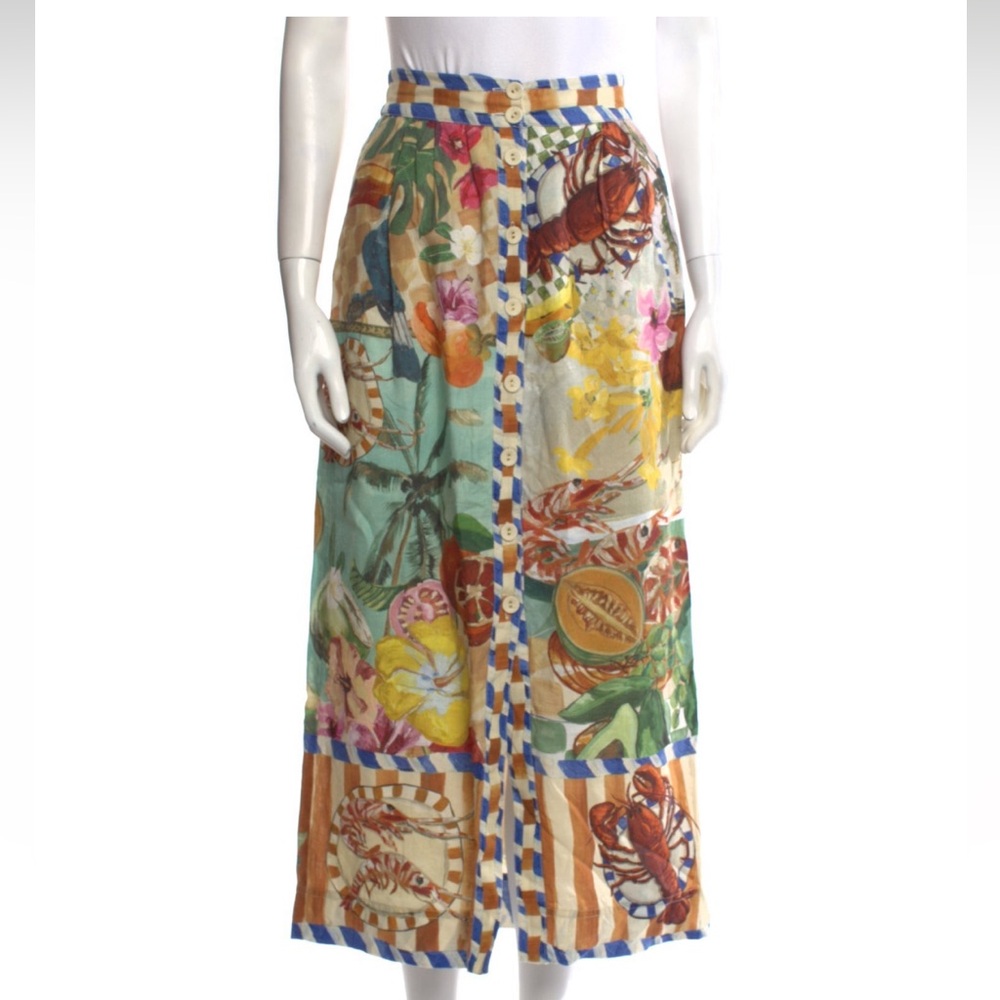 ALÉMAIS Linen Midi Length Skirt